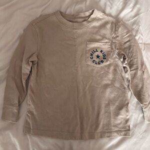 Old Navy Beige 'Chill Kids Club' Long Sleeve Tee